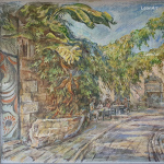 sketch of a corner of Old Jaffa
48 * 33cm&nbsp; tinted paper,acrylic,
pastel.